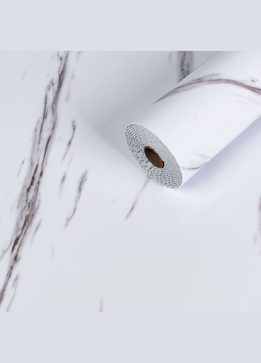 Самоклеюча вінілова плитка в рулоні 600х3000х2мм Білий мармур з прожилками Глянсова SW-00001285 Sticker Wall (315791493)