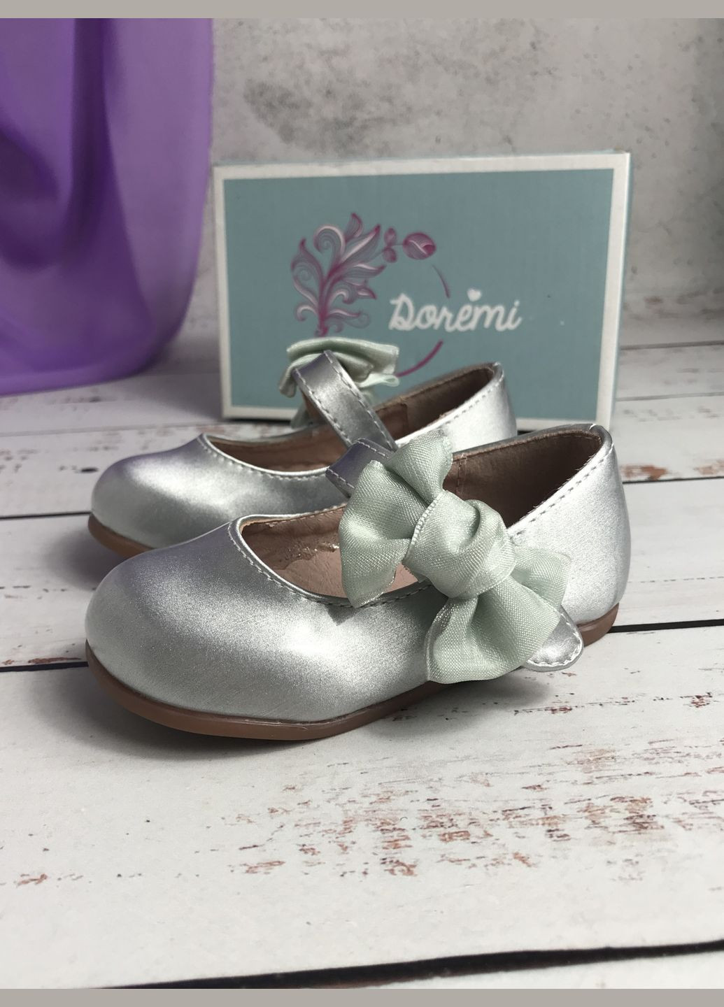 Серебряные туфли детские серебристый (037) без каблука DoReMi