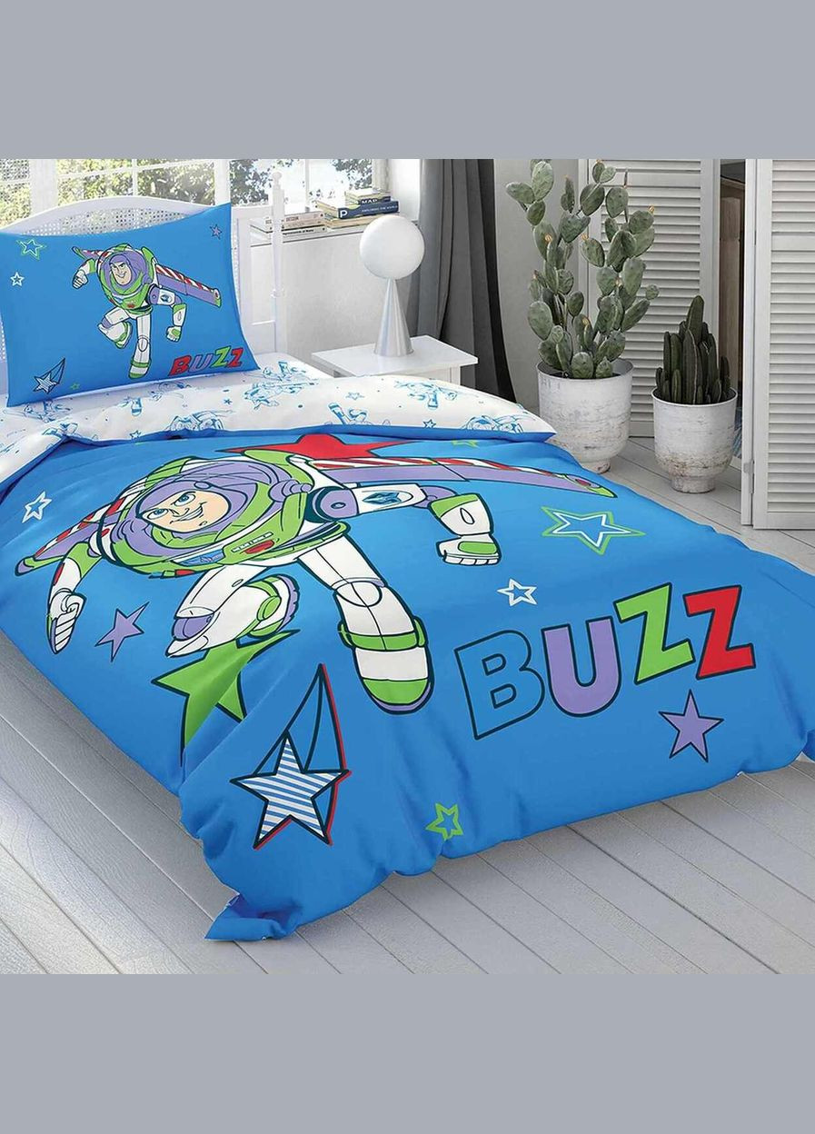 Дитяча постільна білизна полуторна з простирадлом на резинці Ранфорс Disney Toy Story Buzz T40081 Tac (316080203)