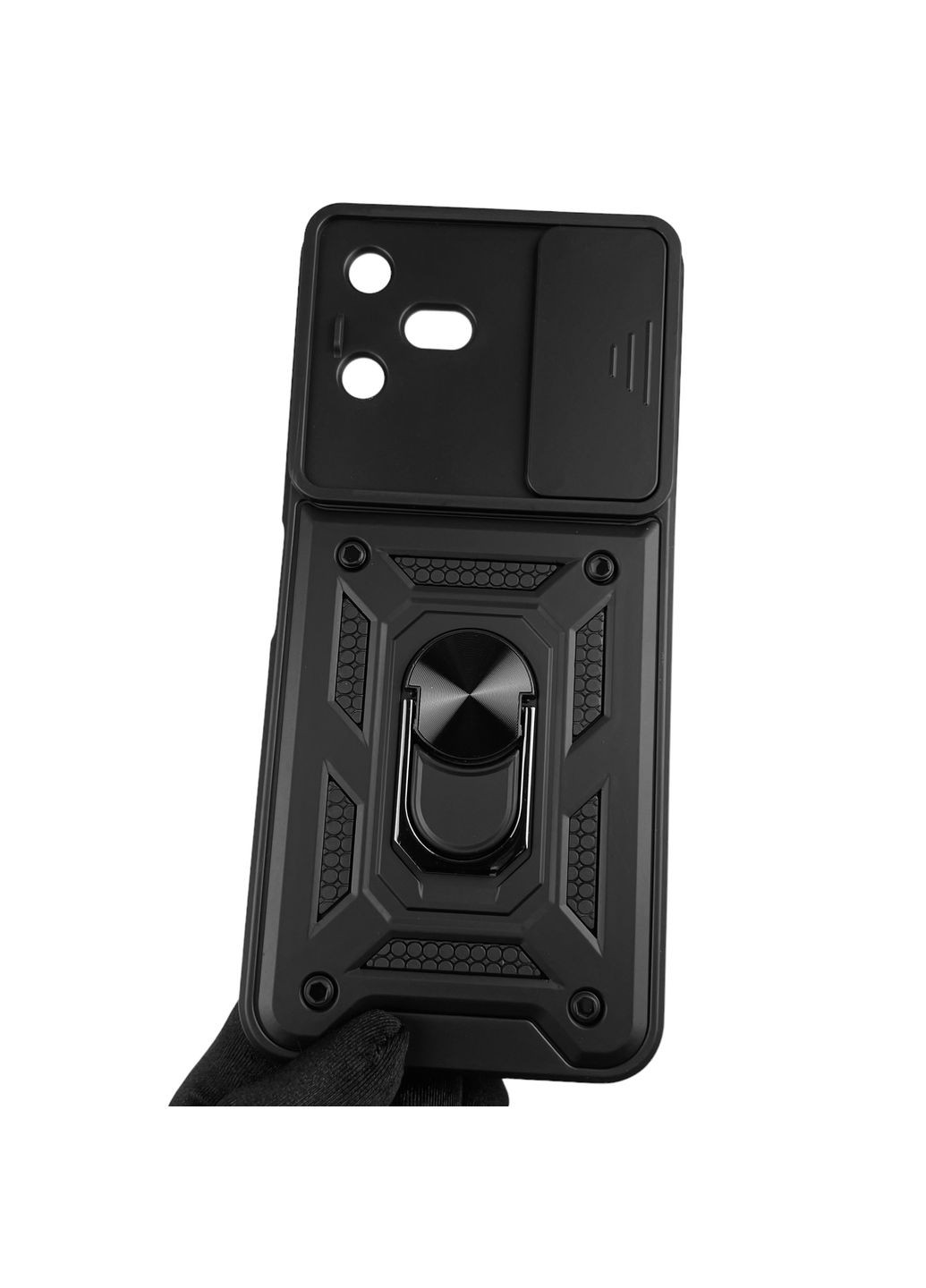 Чохол для Pova Neo 3 (LH6n) броньований з кільцем зі шторкою на камеру на техно пова нео 3 чорний rg1 Tecno (366020249)