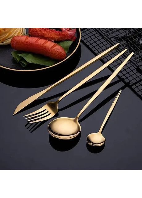 Набір столових приладів Leeseph 30 предметів 6 персон золото Mv051 Мальва (369669519)