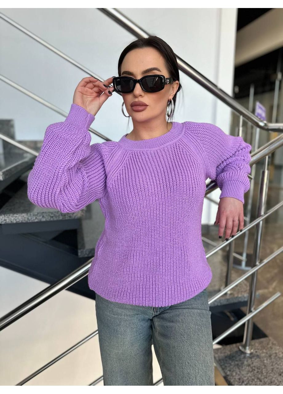 Бузковий демісезонний светр в'язаний теплий LeVi