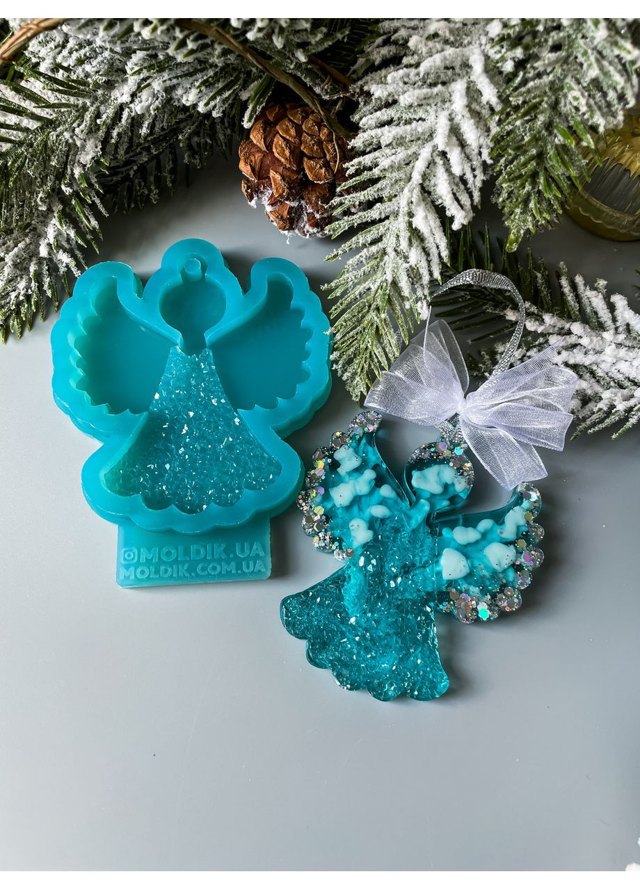Молд Янгол у кристалічній сукні форма для новорічних іграшок на ялинку силіконова форма для епоксидної смоли No Brand (370566592)