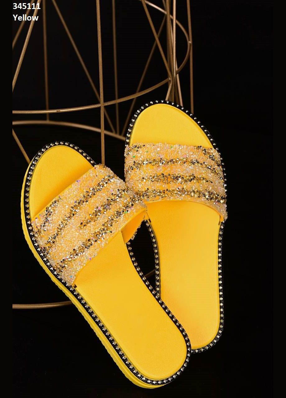 Желтые женские шлепанцы с блёсточками желтого цвета Flip Flops