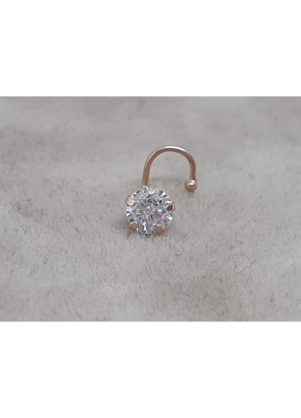 Золота сережка-пирсинг в ніс з фіанітом. 114015 No Brand (342116172)