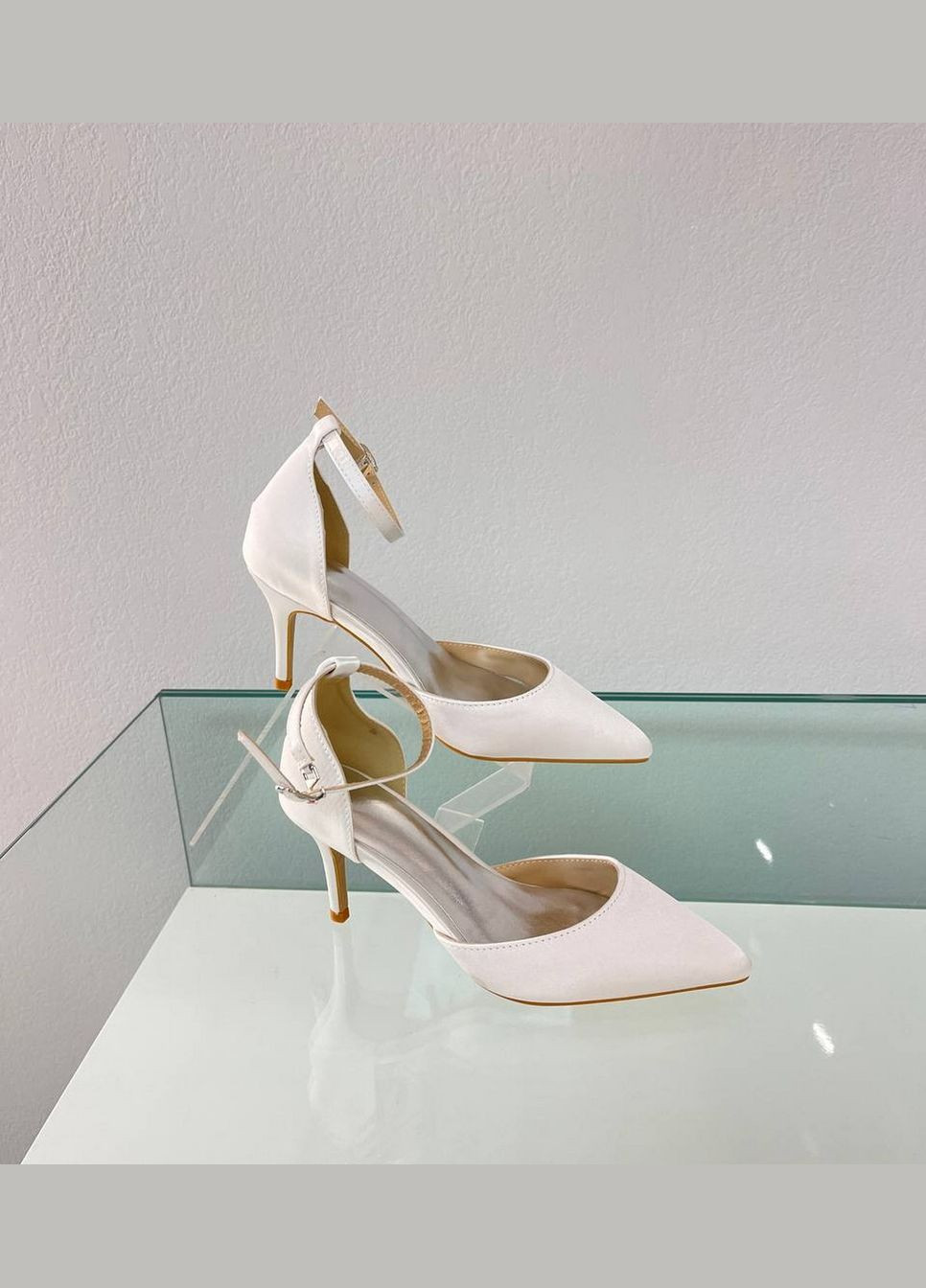 No Brand Весільні жіночі туфлі сатинові з атласними бантами (знімається) 8 см - Білий колір білий з текстиль, — літо (322414632)