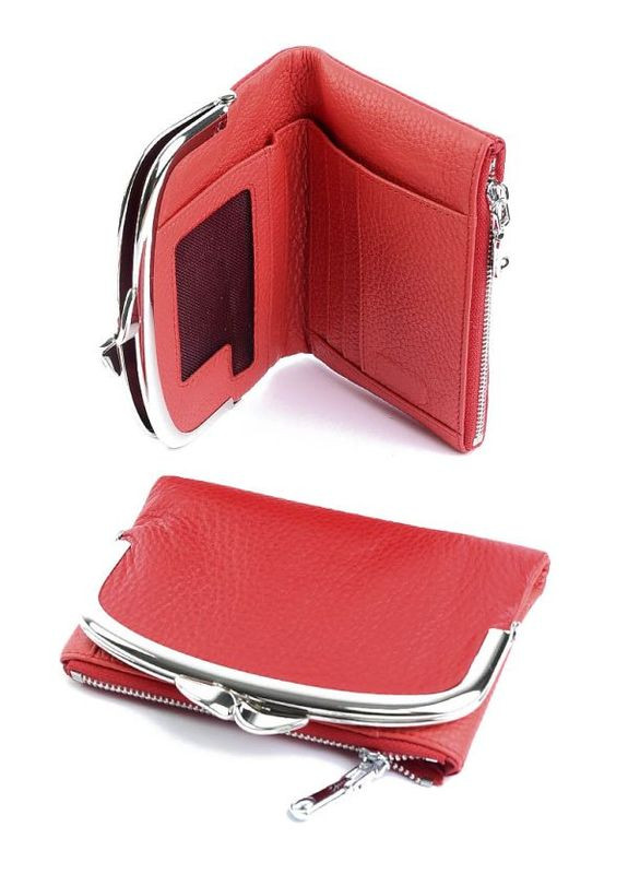 Кожаный женский кошелек красный No Brand (292920459)
