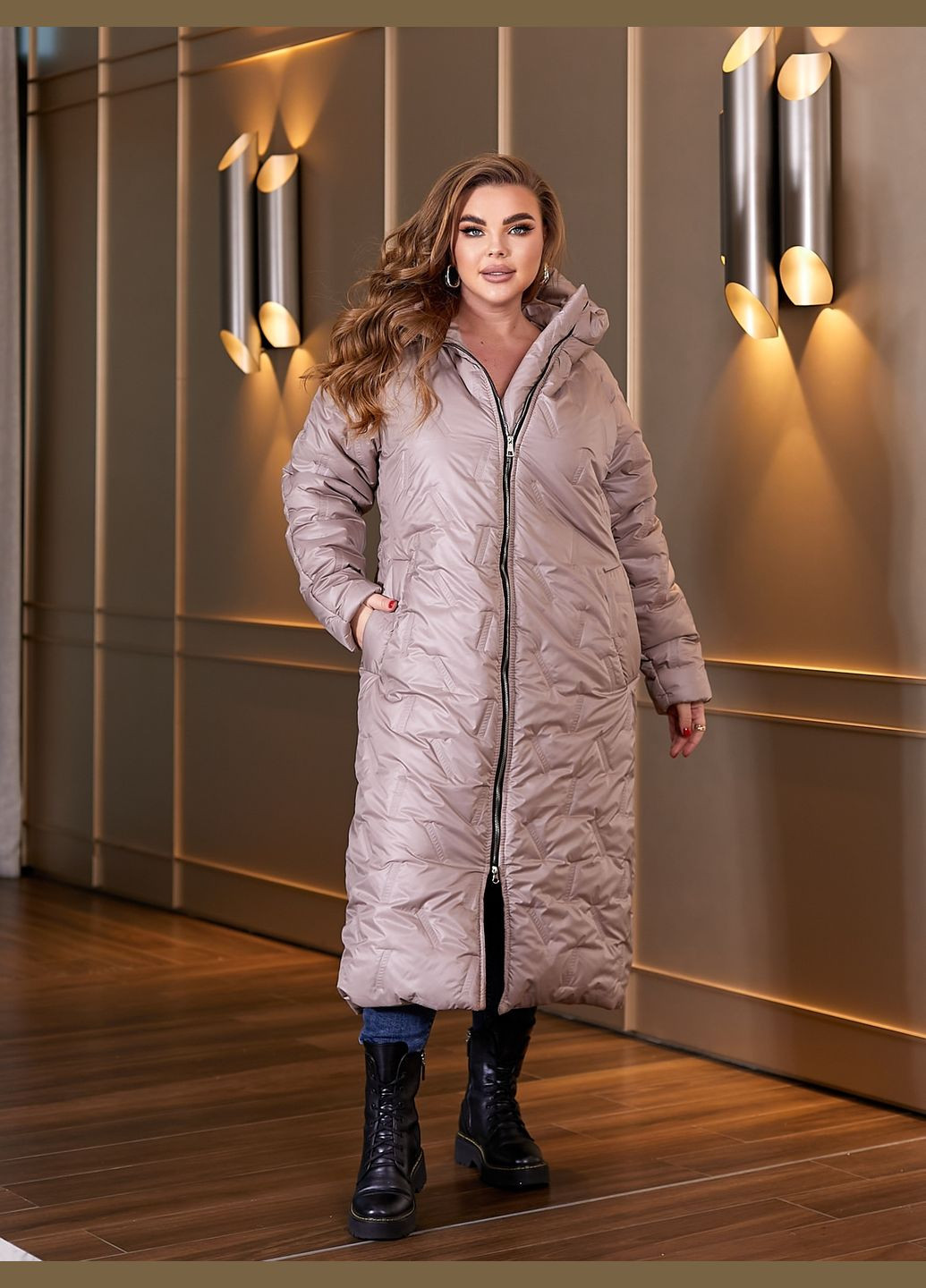Бежевая зимняя зимняя куртка-пальто куртка-пальто No Brand