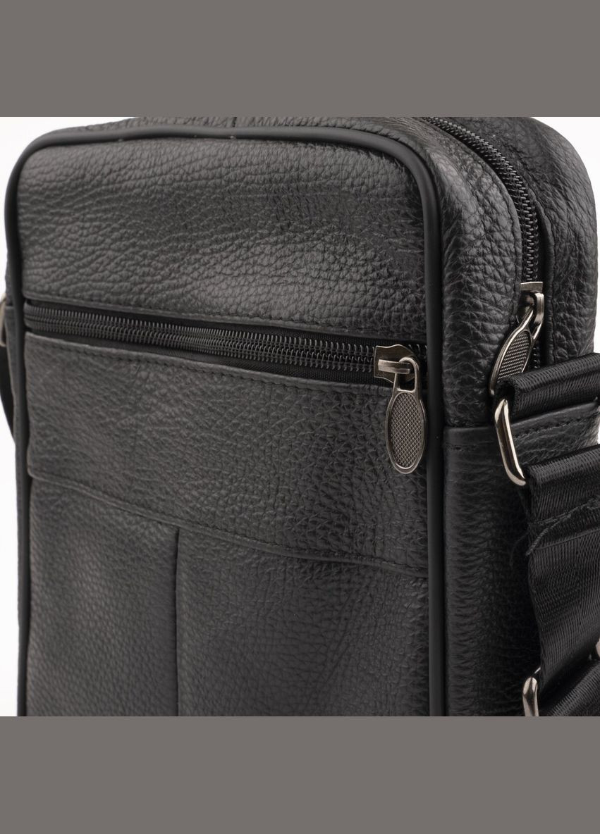 Чоловіча сумка через плече із натуральної шкіри з кишенями Vintage чорна (sku_20203) No Brand (328922257)