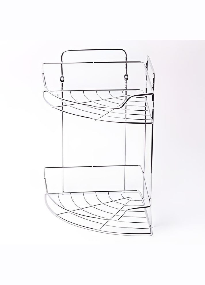 Хромированная угловая двухъярусная полка в ванную комнату 29,5х22х33 см Besser (318093375)