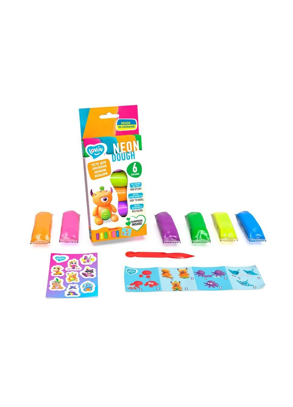 Набір тісту для ліплення "Neon Assorted" TM Lovin 41197, 6 кольорів No Brand (330609037)