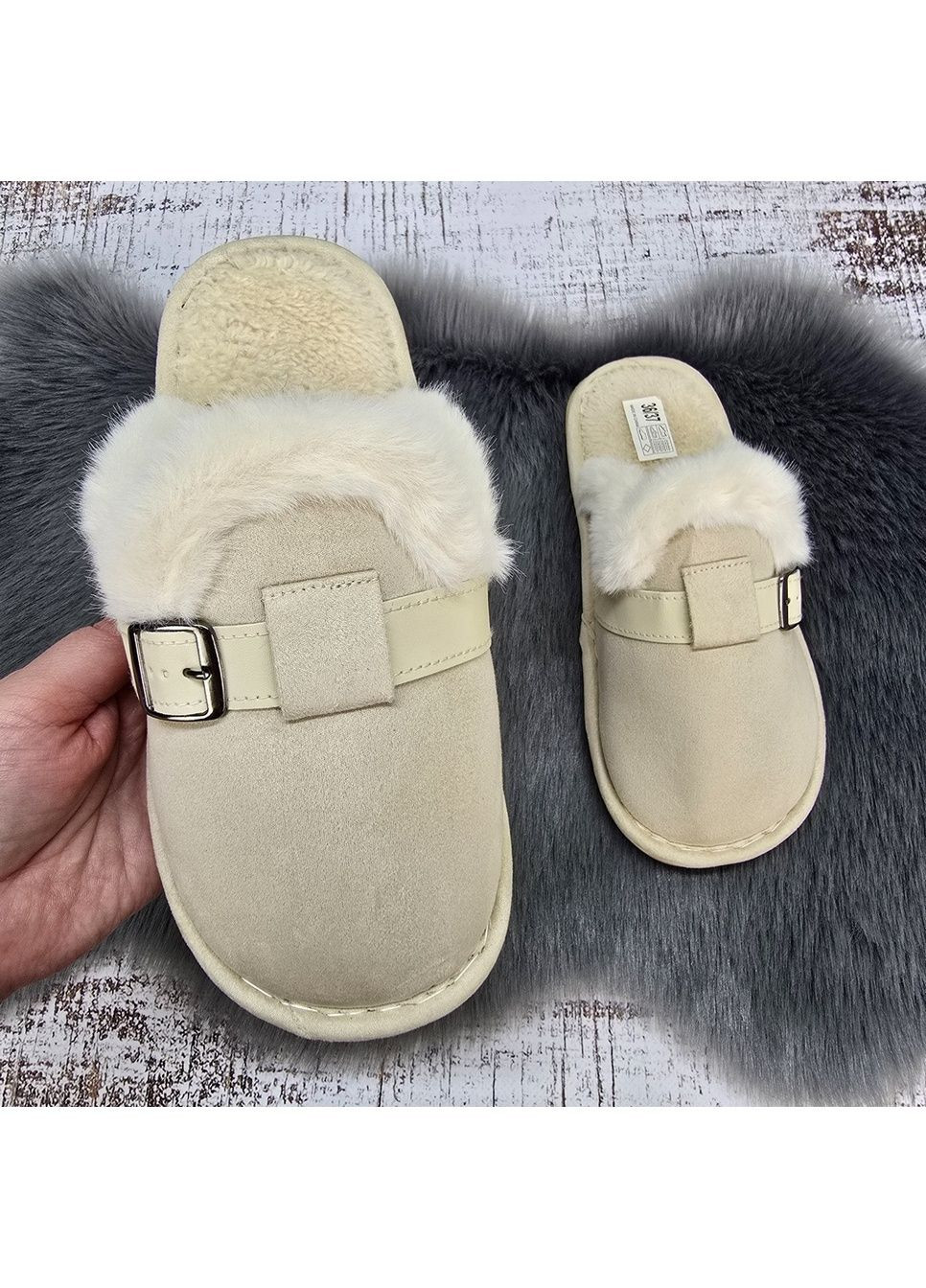 Бежевые тапочки домашние Fashion