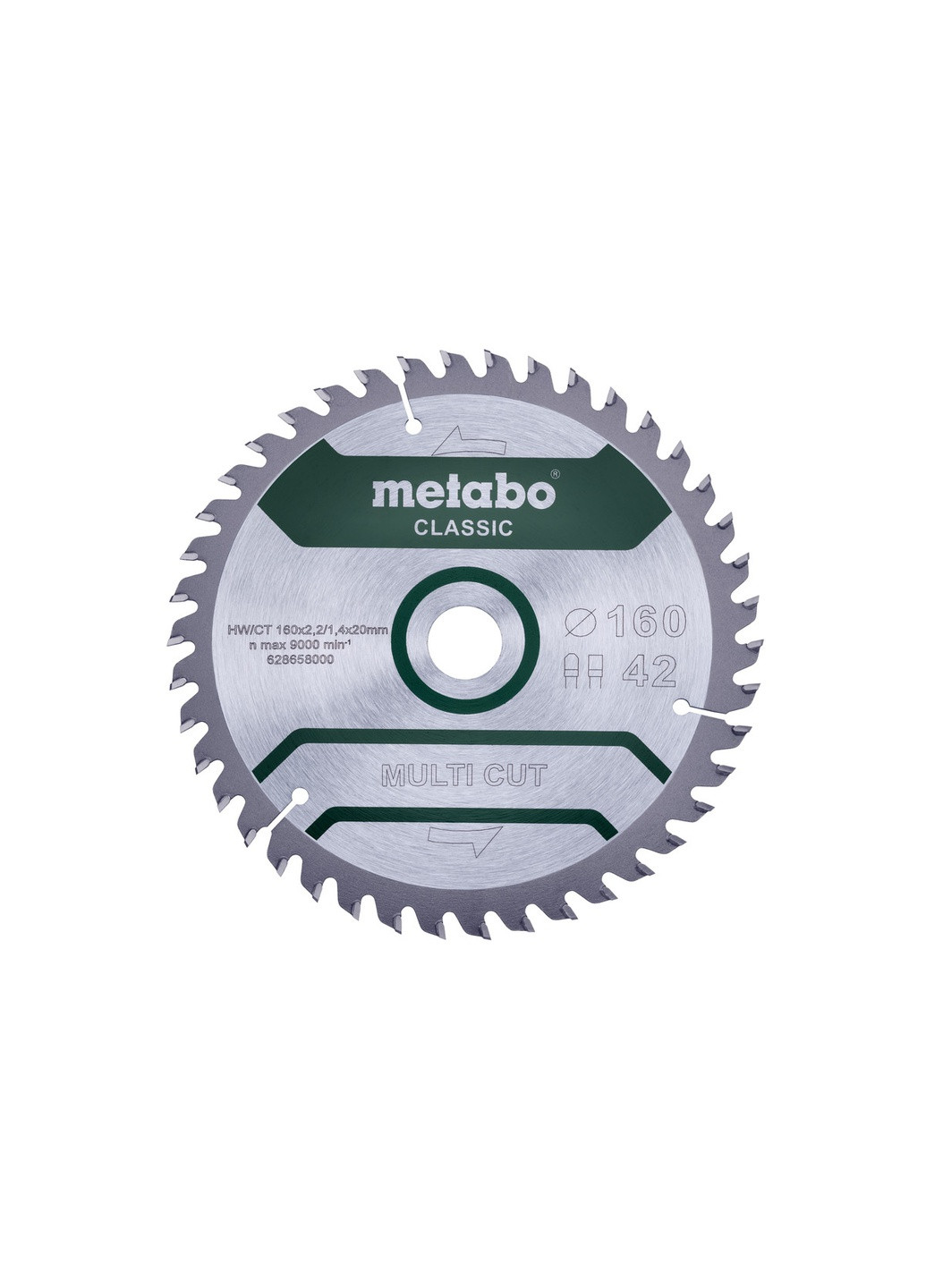 Пилковий диск Multi Cut Classic 160х2,2х20 мм Z42 FZ/TZ 5°/B, універсальний (Блистер) 628658000 (8437) Metabo (295033070)