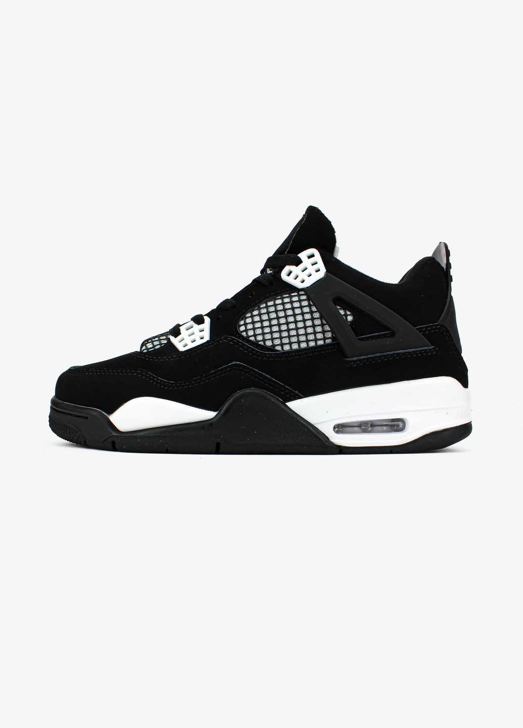 Чорні всесезон кросівки чоловічі і жіночі nike air jordan 4 retro white tunder black | найк аір джордан 4 ретро чорні No Brand