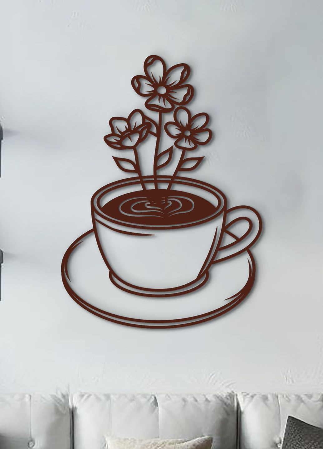 Сучасна картина на кухню, декоративне панно з дерева "Ромашковий чай", стиль лофт 30х23 см Woodyard (292013752)