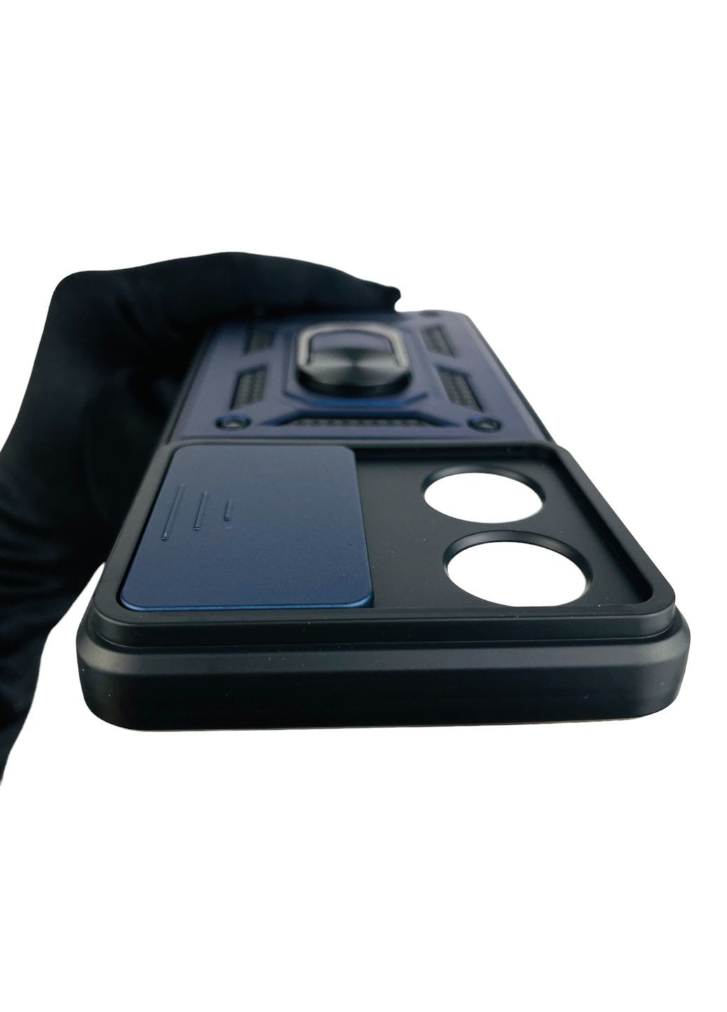 Чехол для A58 4G бронированный с кольцом со шторкой на камеру на оппо а58 4г тёмно-синий rg1 Oppo (366023171)