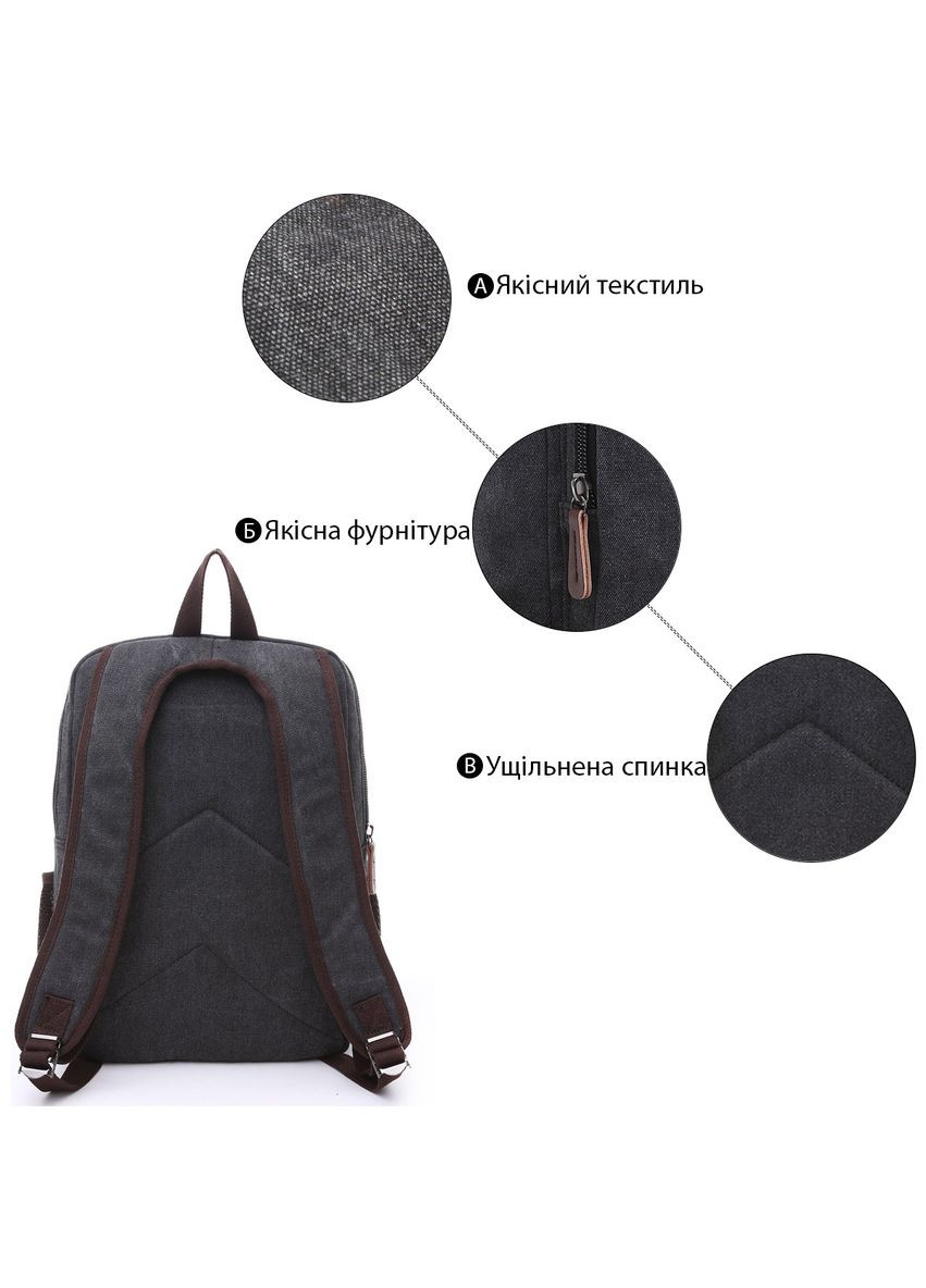 Рюкзак текстильний 20074 Чорний Vintage (328449858)