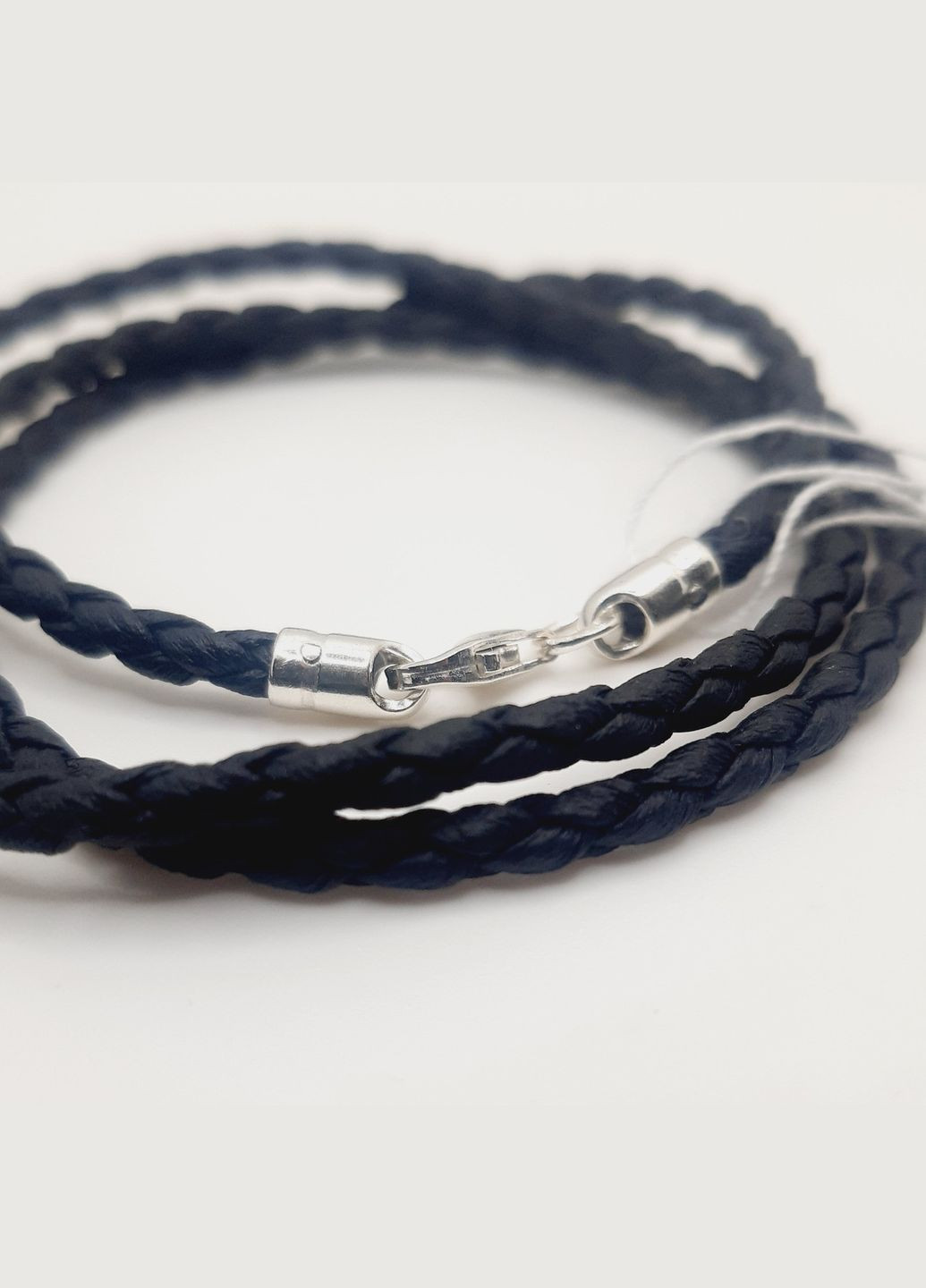 Ланцюжок срібло 925° 1,14г. 45 розмір шкіряний шнур косичка чорний () Elis-s 6010/3,0пл (307396185)