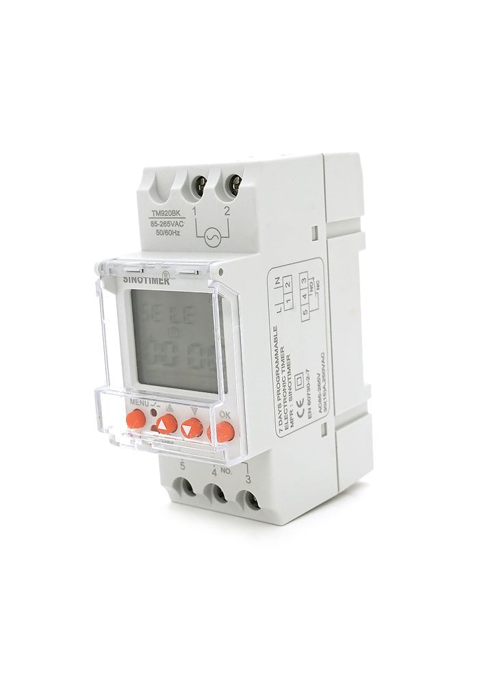 Реле часу TM920BK, на DIN-рейку, LCD, програмований, змінна батарея, 30А, 85-265V, 87х65х36 мм Sinotimer (371633367)