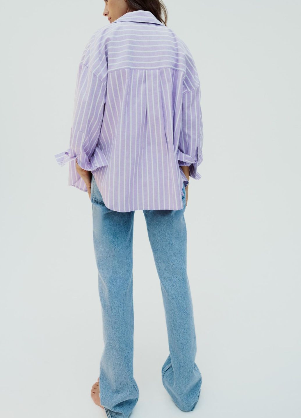 Фиолетовая классическая рубашка в полоску Zara