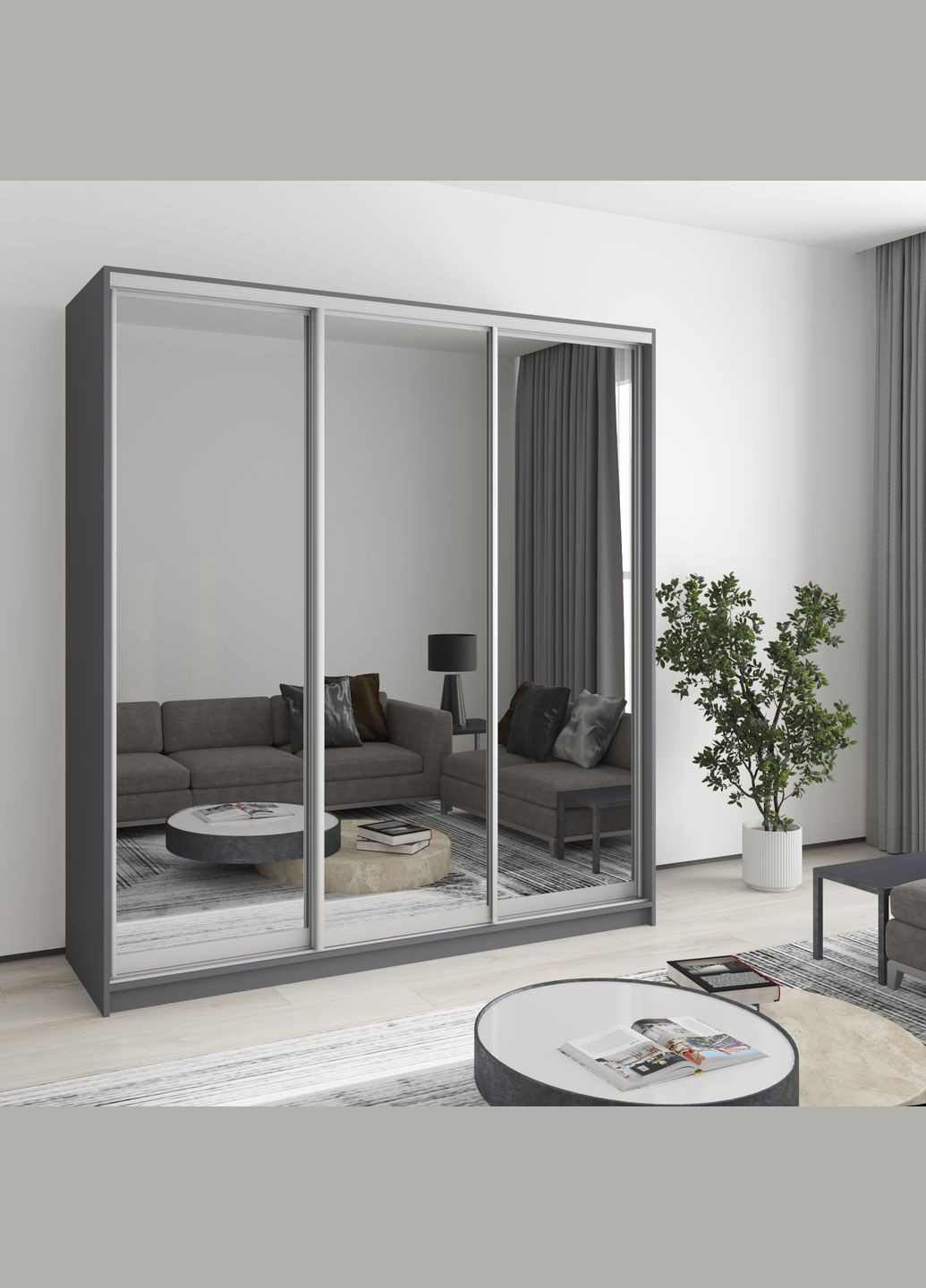 Шкаф-купе трехдверный Комбо AL 3 Зеркала 190x45x210 см (MBS-3247) MebelStar (346288192)