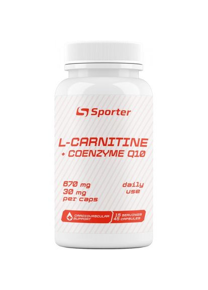 L-CARNITINE 670МГ + COQ10 30 МГ 45 caps комплекс для ускорения обмена веществ Sporter (290011932)