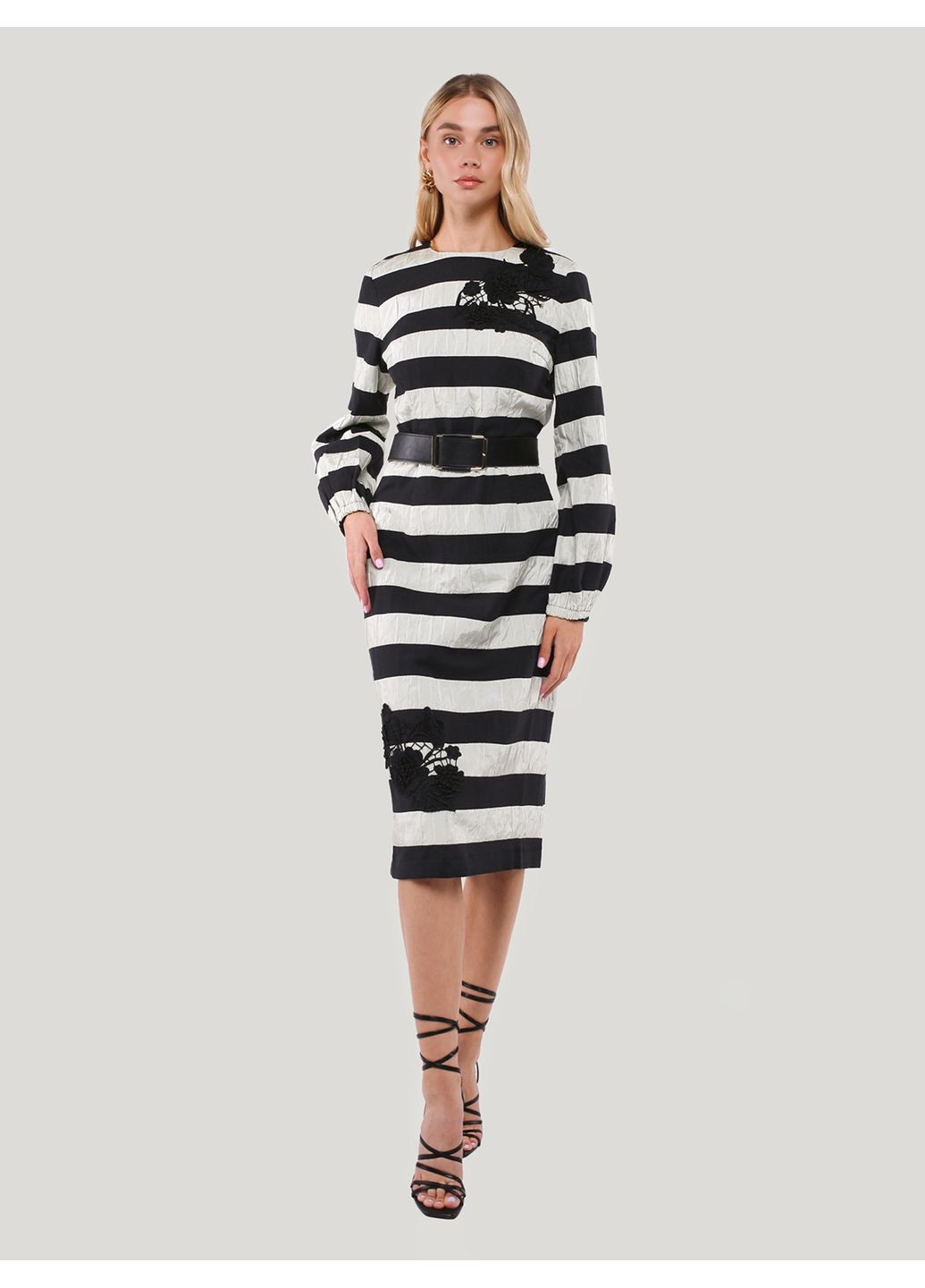 Комбінована сукня у чорно-білу смужку - ua42 / eu36 Iren Klairie
