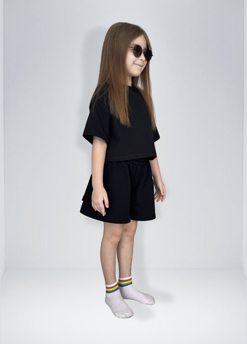 Чорна літня костюм дитячий littlejoys шорти та футболка оверсайз чорний No Brand Joys