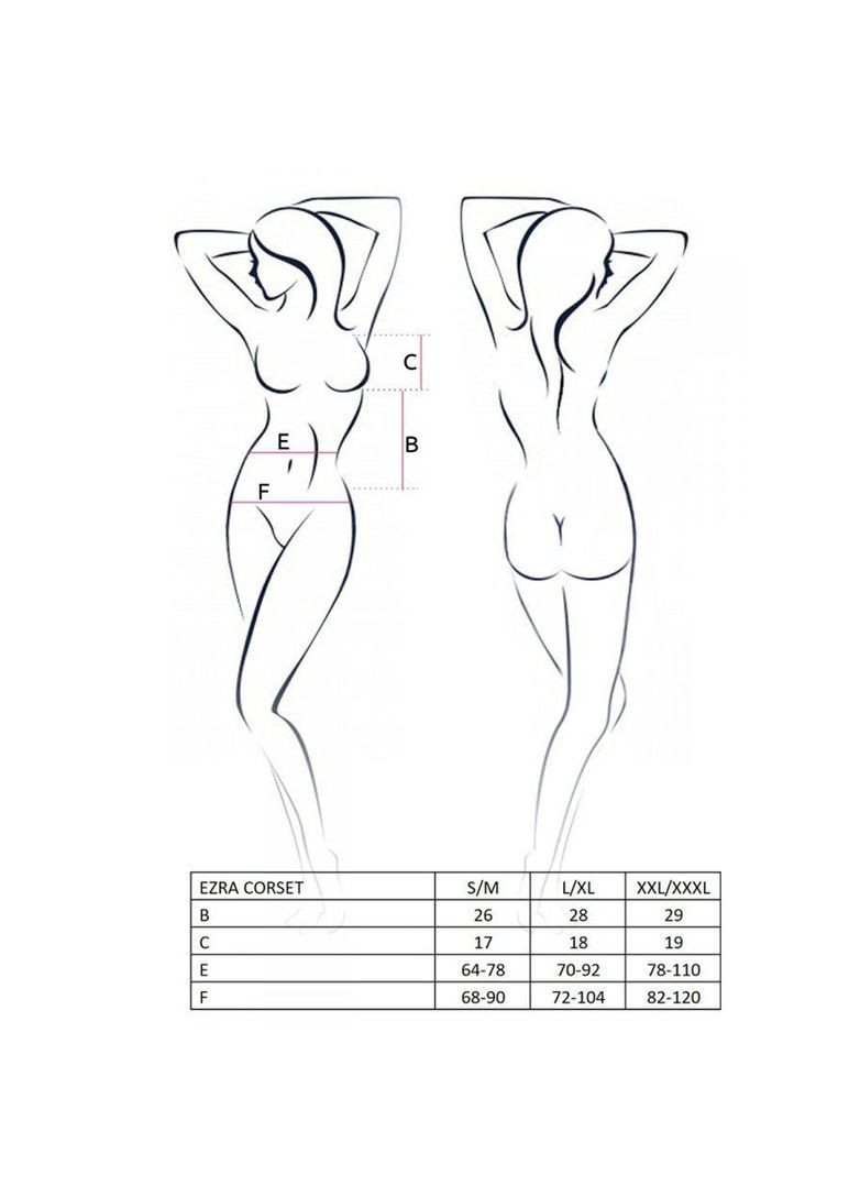 Корсет з декольте ERZA CORSET L/XL, black, пажі, трусики, напівпрозорий Passion (369951244)