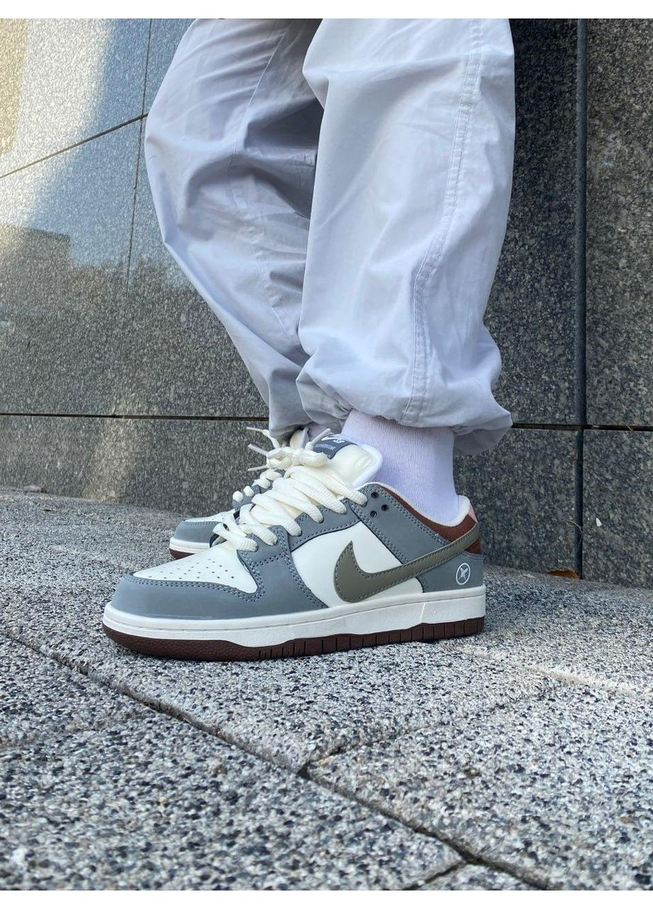 КРОСІВКИ ЖІНОЧІ NIKE SB DUNK GREY WHITE BROWN НАЙК СБ ДАНК No Brand сірі демісезони (367115072)