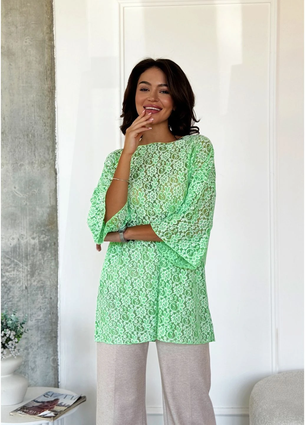 Кружевная туника oversize INNOE Футболка-туніка (394899604)