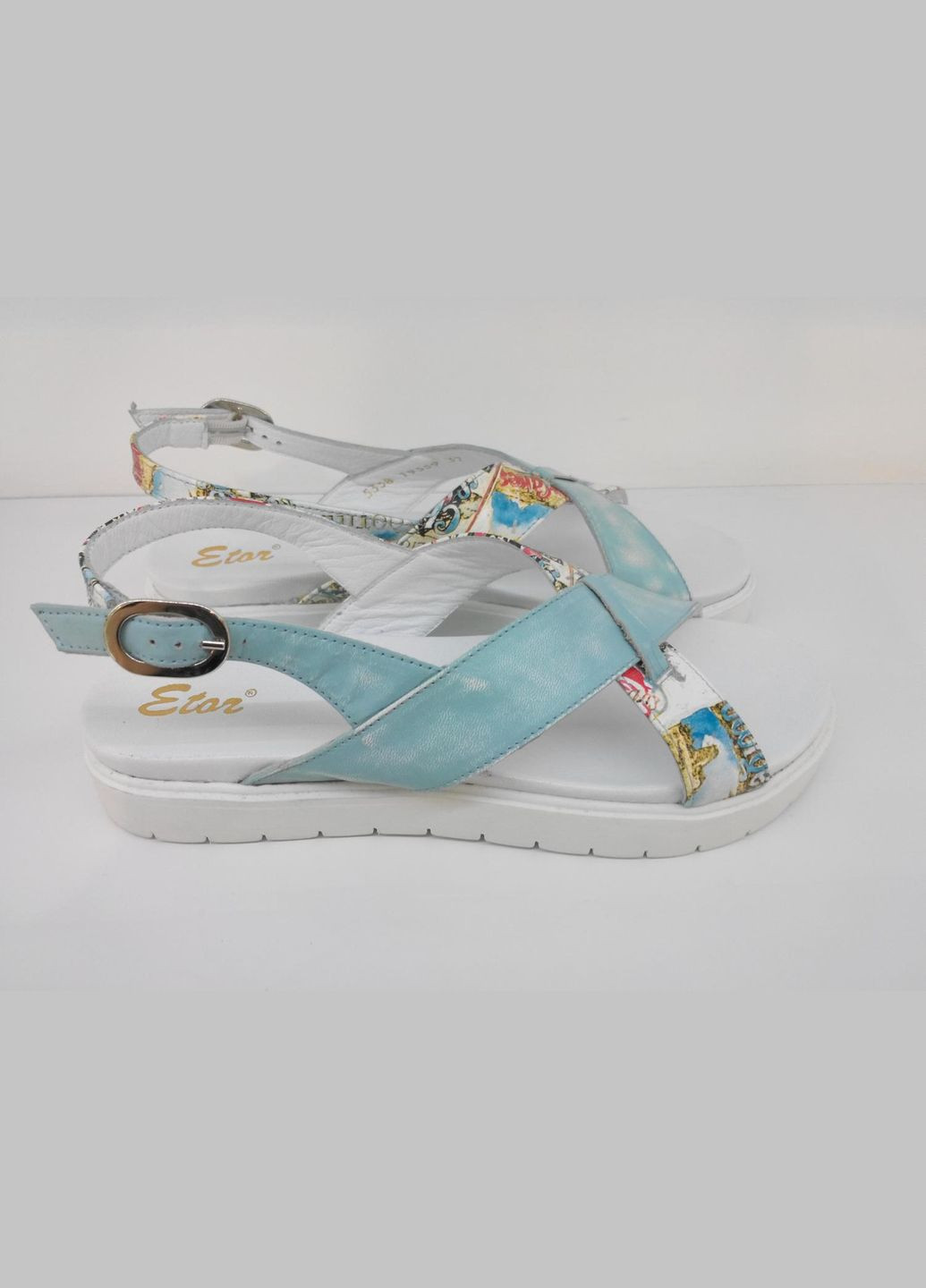 Голубые босоножки 5358-56153-40 голубой Etor