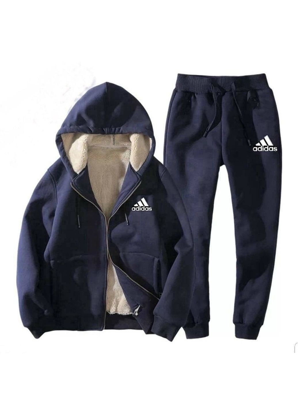 Чорний демісезонний чоловічий теплий спортивний костюм на хутрі (толстовка + штани) брючний Україна