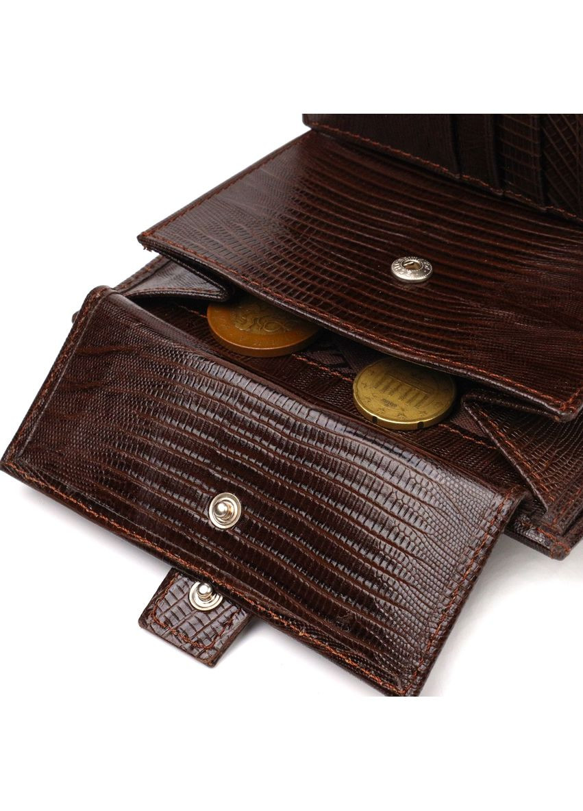 Оригінальне вертикальне чоловіче портмоне середнього розміру з натуральної шкіри з тисненням 21734 Коричневе Canpellini (331908184)