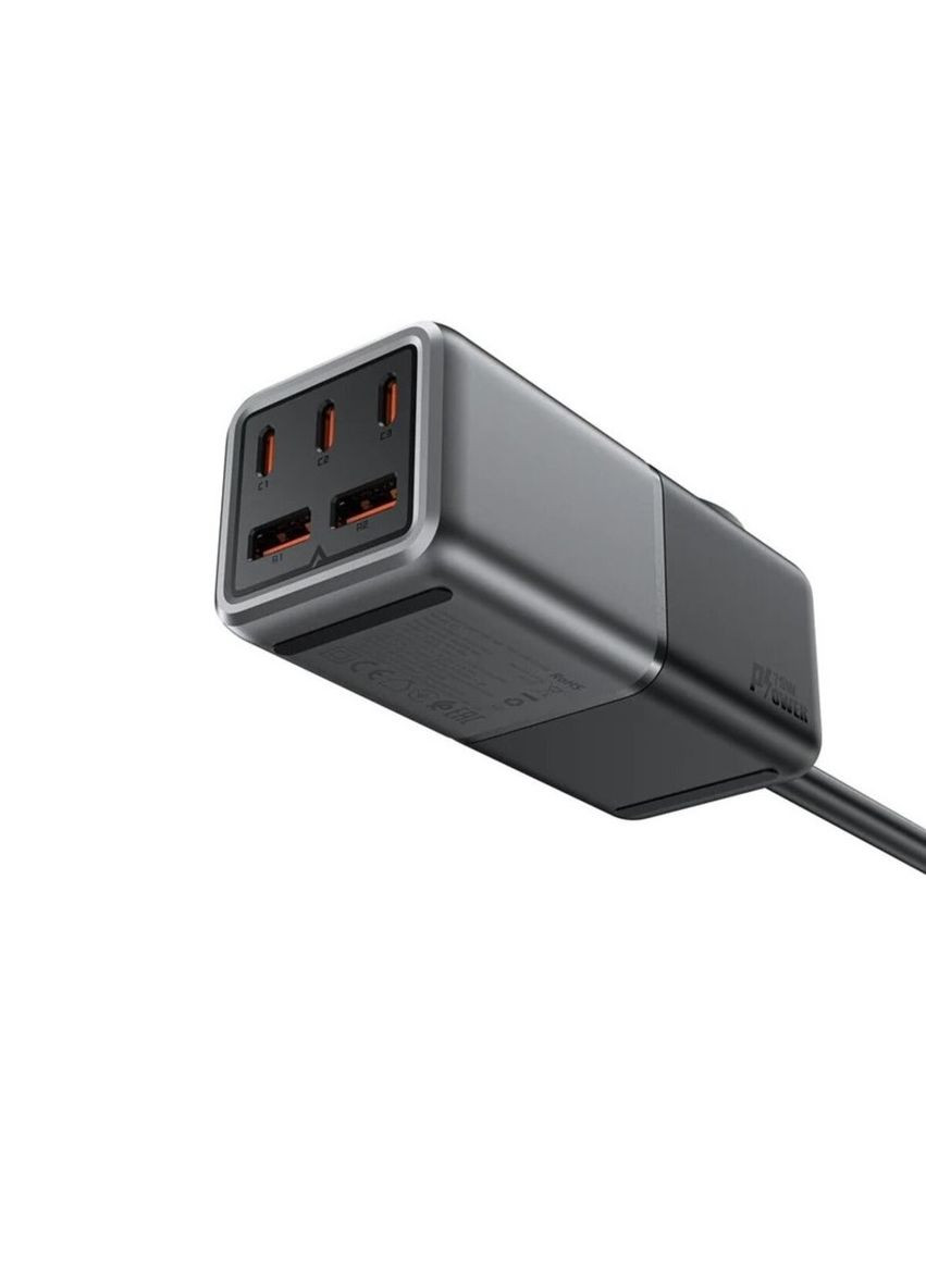 Мережевий зарядний пристрій (3*USB-C+2*USB-A) desktop charging adapter 1,5m Black (AFZ2) Acefast Z2 PD75W GaN (357474571)