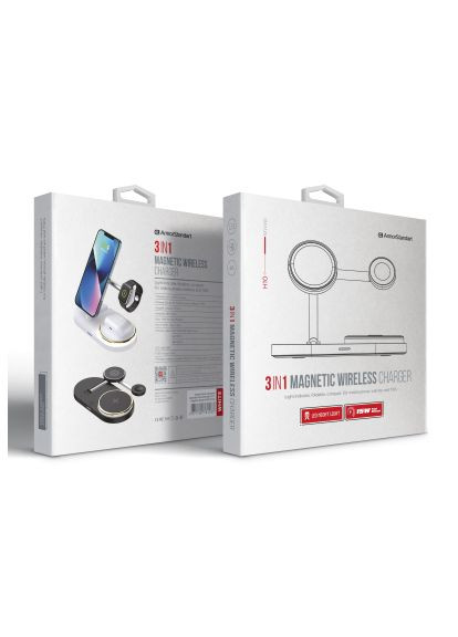 Зарядний пристрій (ARM78102) ArmorStandart Wireless Charging H101 3 in 1 Magnetic White (370020562)