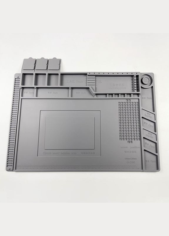 Антистатичний термостійкий килимок S-160 для ремонту техніки / паяння 300x450 мм Grey Kaisi (325432636)