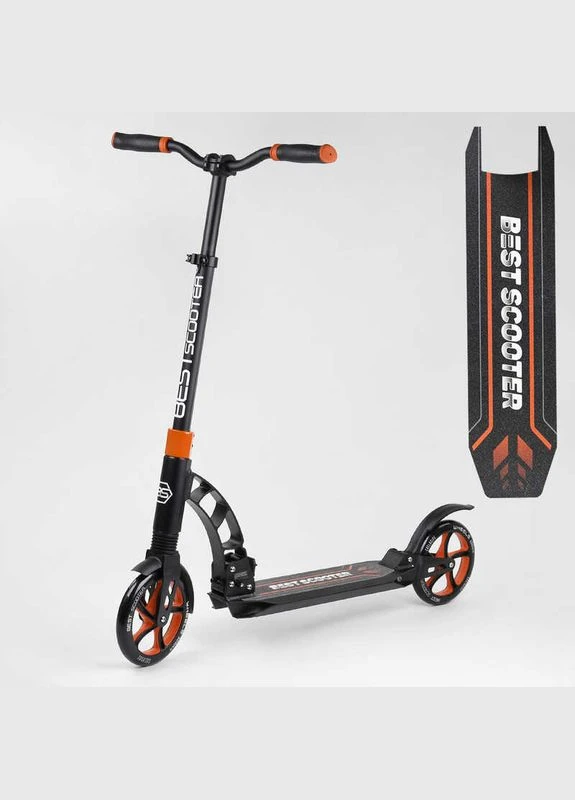 Самокат двоколісний " " з PU колесами і 2 амортизаторами. Black and Orange (100075) Best Scooter (340909672)