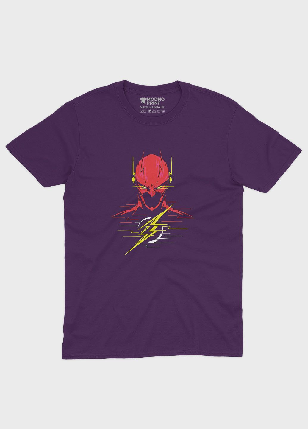 Фиолетовая демисезонная футболка для девочки с принтом супергероя - флэш (ts001-1-dby-006-010-005-g) Modno