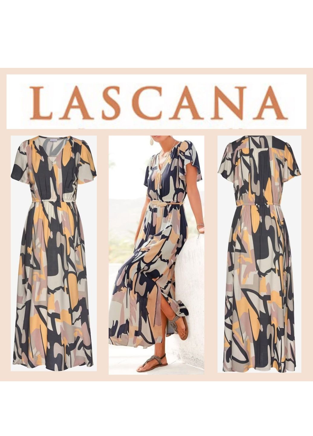 Комбинированное кэжуал платье Lascana с цветочным принтом