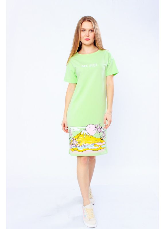 Зеленое повседневный платье женское (p-6232) Носи своє с рисунком