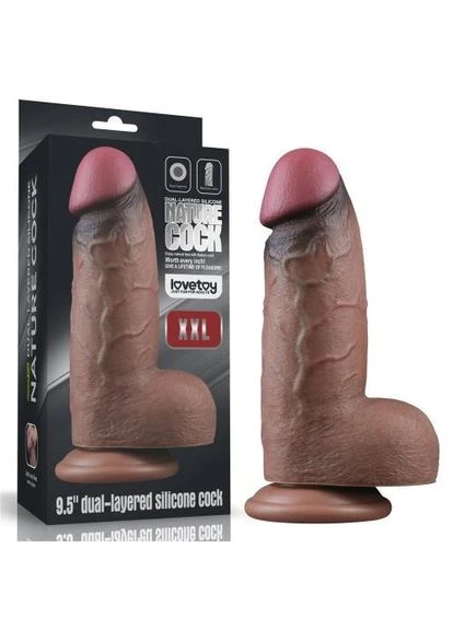 Фалоимитатор - Dual-Layered Silicone Cock XXL 9.5" Brown Lovetoy (386470101)