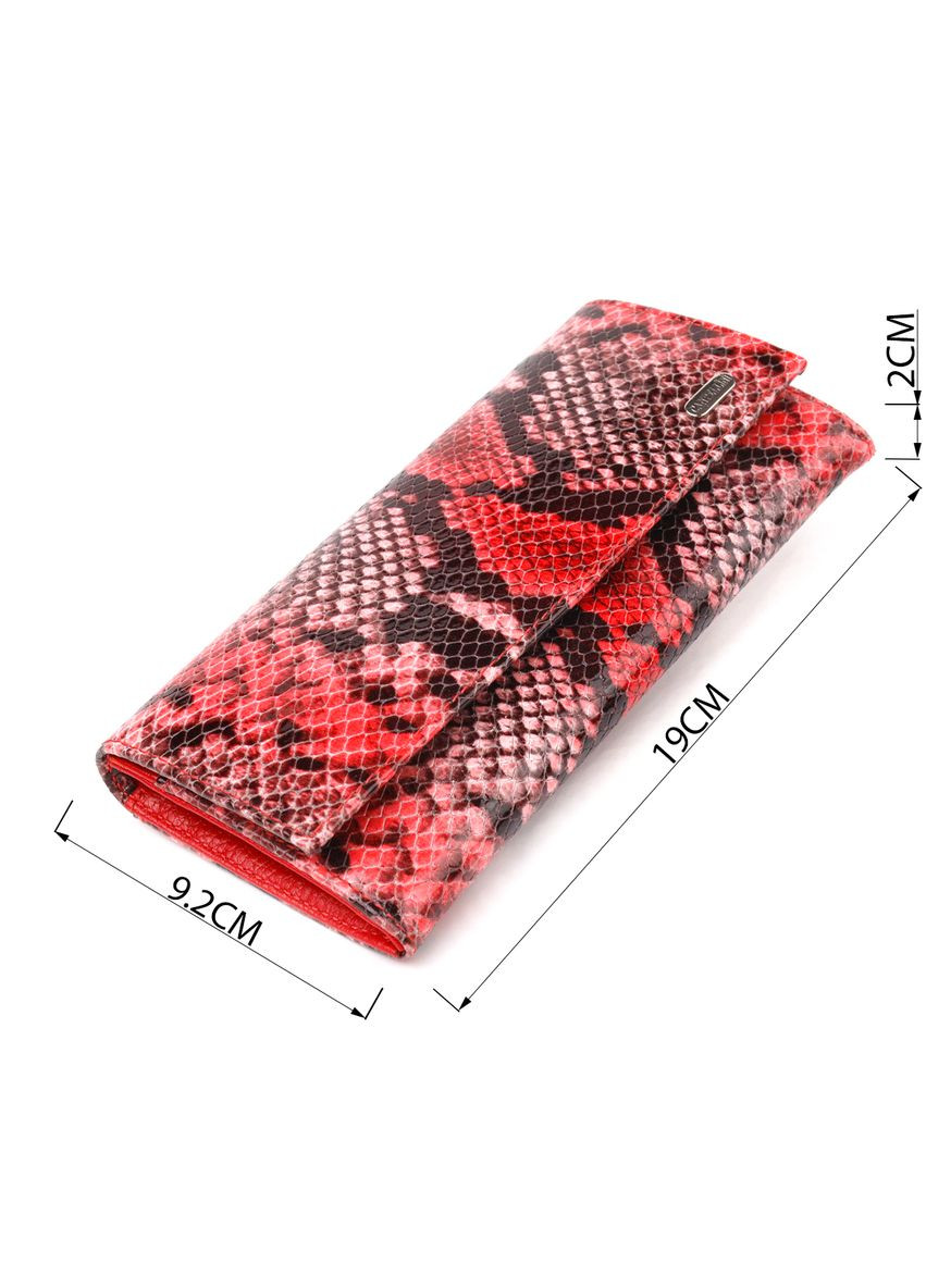 Яскравий жіночий гаманець з натуральної фактурної шкіри з тисненням під змію 21627 Різнокольоровий Canpellini (337353297)