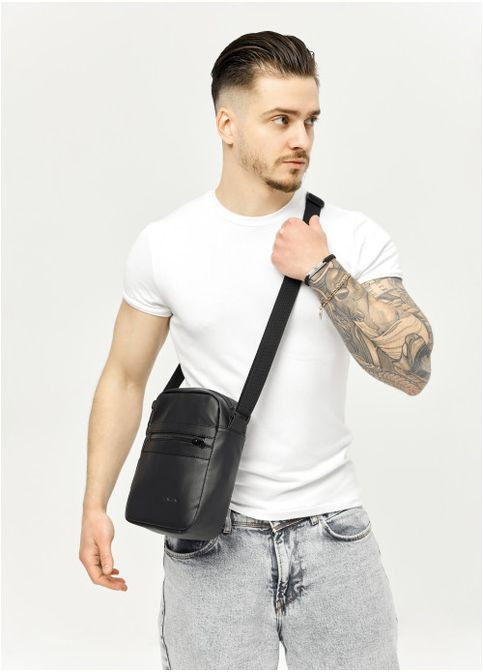 Мужская сумка мессенджер через плечо из экокожи Черная (912019723) Sambag (361244974)