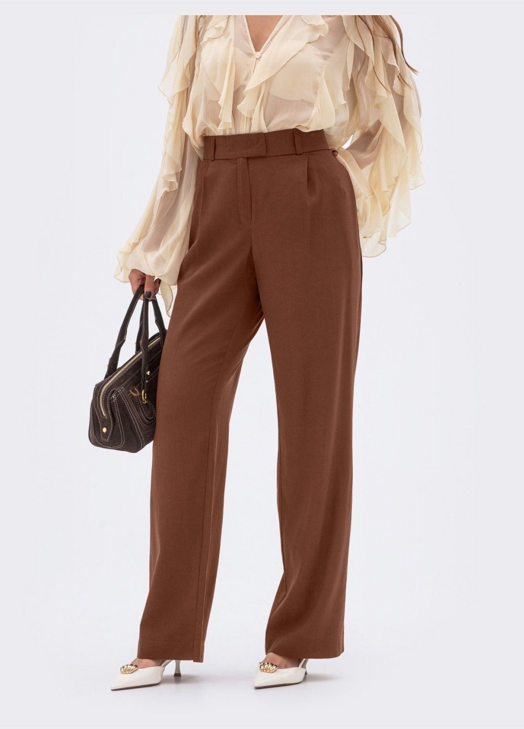 брюки свободного кроя коричневого цвета Dressa (336336318)