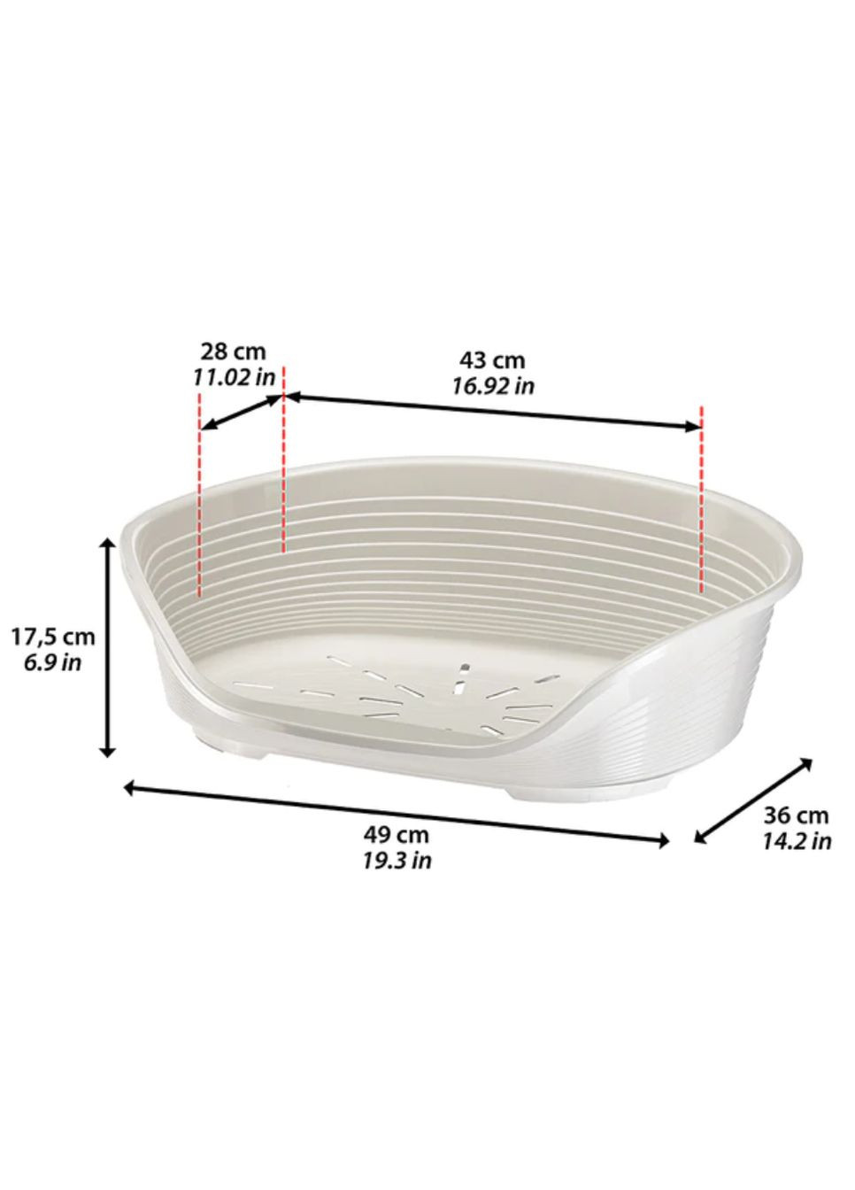 Пластиковий лежак для собак та котів Siesta Deluxe 2 білий 49х36х17.5 см 70202911 Ferplast (269341600)