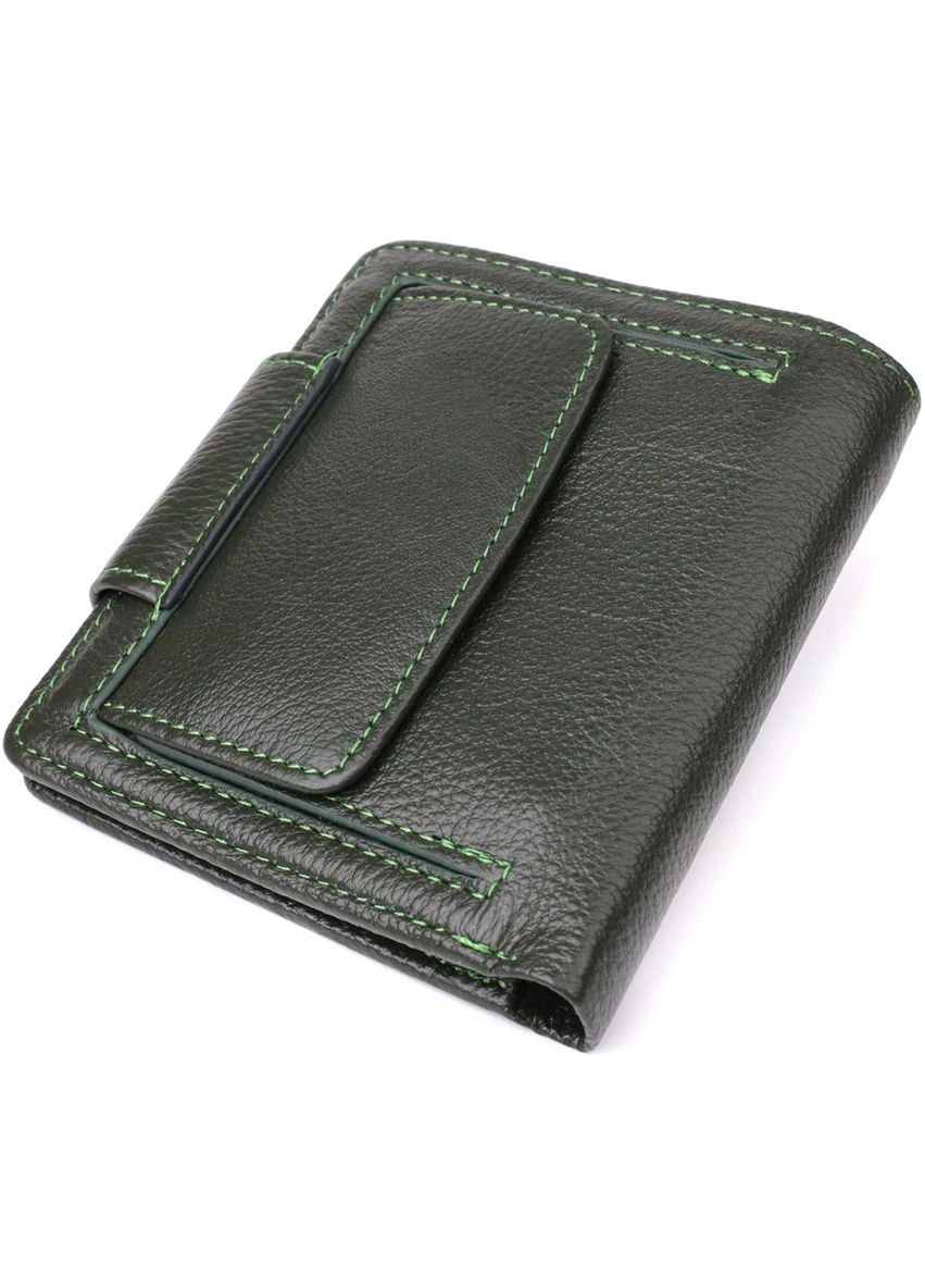 Вертикальний жіночий гаманець з натуральної шкіри 23070 Зелений st leather (329150795)