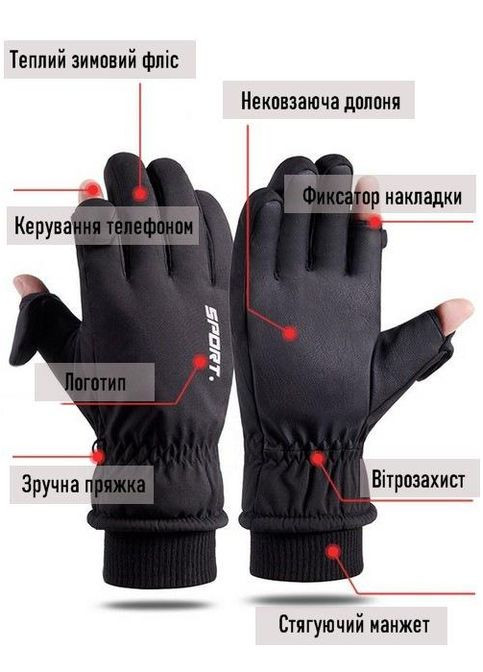 Универсальные зимние перчатки . L/9; Сенсор; Водоотталкивающие. Антискользящие. Тинсулейт. Черный. Термоперчатки. 3M Q216 (314962223)