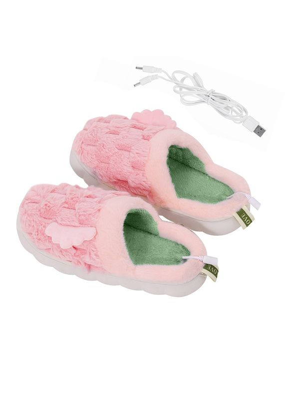 Домашні кімнатні капці з підігрівом USB та з крилами Pink Lesko (360455469)