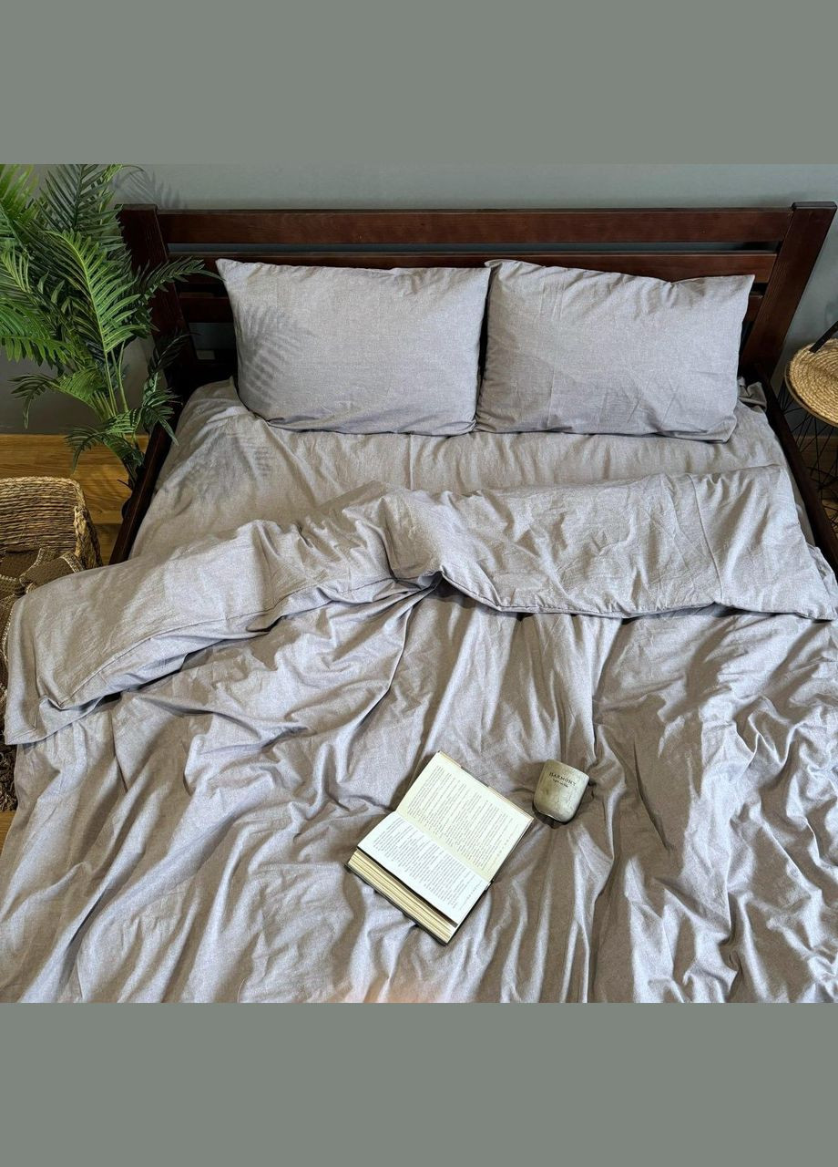 Постільна білизна Washed Cotton Півтораспальна 150 x 220 Варена бавовна Сіра 70 х 70 No Brand (307361336)